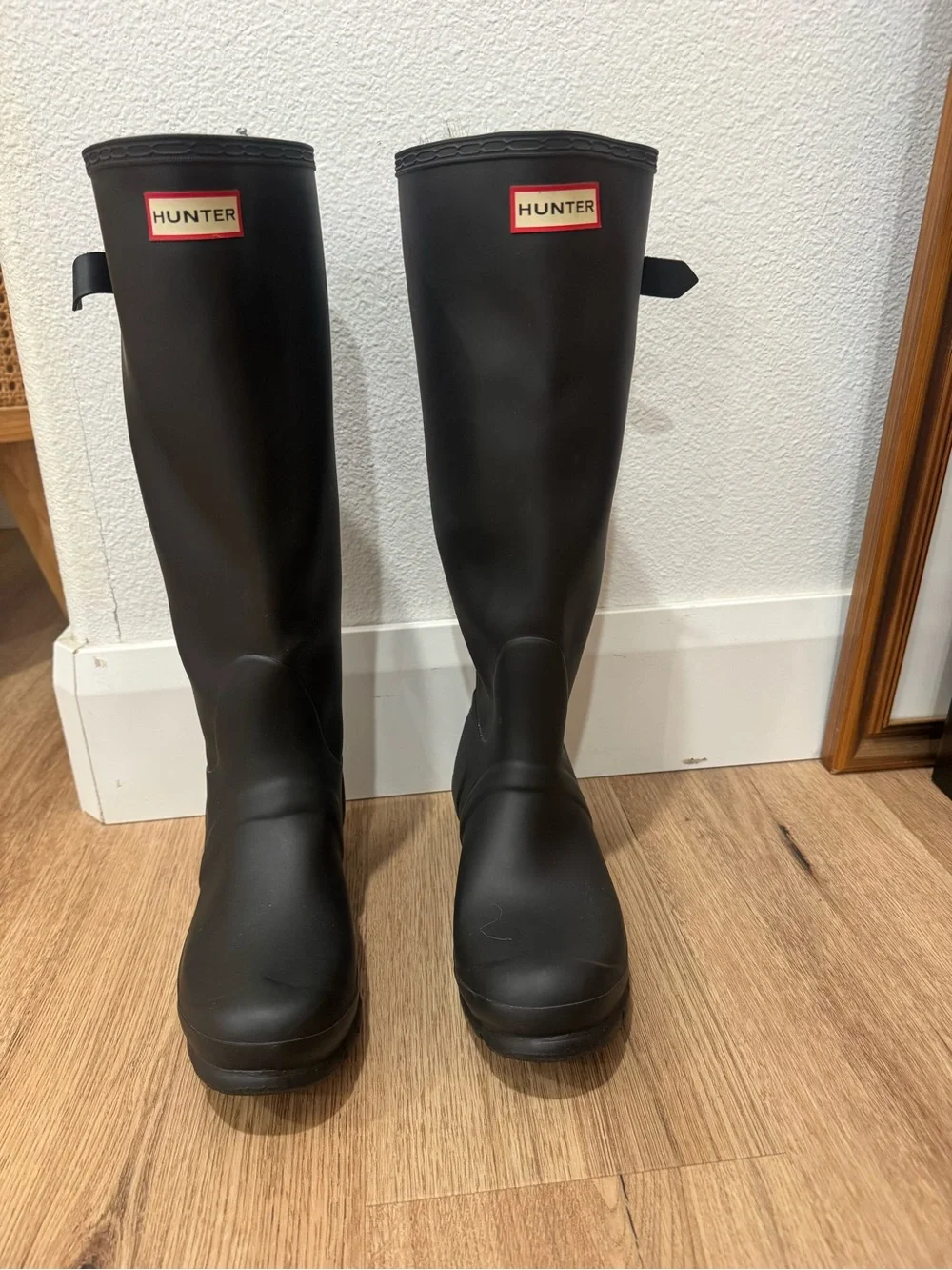 Hunter Black Tall Rain Boots with Interior Logo Detail